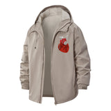 Drum Set Heart Unisex Full-Zip Printed Waterproof Hooded Windbreaker