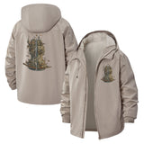 Vintage Castle Violin Unisex Full-Zip Printed Waterproof Hooded Windbreaker