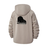 Grand Piano Motif Unisex Full-Zip Printed Waterproof Hooded Windbreaker