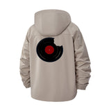 Retro Vinyl Record Unisex Full-Zip Printed Waterproof Hooded Windbreaker