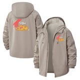Pizza Scratch DJ Unisex Full-Zip Printed Waterproof Hooded Windbreaker