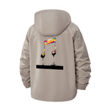 Colorful Music Note Unisex Full-Zip Printed Waterproof Hooded Windbreaker