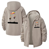 Colorful Music Note Unisex Full-Zip Printed Waterproof Hooded Windbreaker