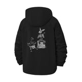 Vintage Animal Illustration Unisex Full-Zip Printed Waterproof Hooded Windbreaker