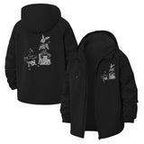 Vintage Animal Illustration Unisex Full-Zip Printed Waterproof Hooded Windbreaker