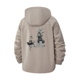 Vintage Animal Illustration Unisex Full-Zip Printed Waterproof Hooded Windbreaker