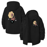 Vintage Gramophone Cat Unisex Full-Zip Printed Waterproof Hooded Windbreaker