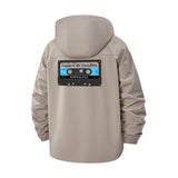 Retro Cassette Tape Unisex Full-Zip Printed Waterproof Hooded Windbreaker