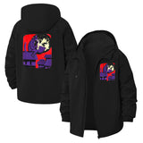 Samurai Night Scene Unisex Full-Zip Printed Waterproof Hooded Windbreaker