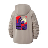 Samurai Night Scene Unisex Full-Zip Printed Waterproof Hooded Windbreaker