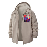 Samurai Night Scene Unisex Full-Zip Printed Waterproof Hooded Windbreaker