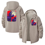 Samurai Night Scene Unisex Full-Zip Printed Waterproof Hooded Windbreaker