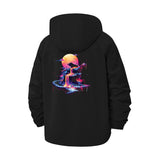 Neon Dripping Skull Unisex Full-Zip Printed Waterproof Hooded Windbreaker
