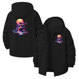 Neon Dripping Skull Unisex Full-Zip Printed Waterproof Hooded Windbreaker