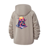 Neon Dripping Skull Unisex Full-Zip Printed Waterproof Hooded Windbreaker
