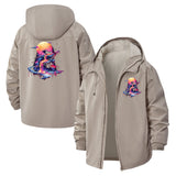 Neon Dripping Skull Unisex Full-Zip Printed Waterproof Hooded Windbreaker