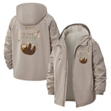 Sloth Jungle Welcome Unisex Full-Zip Printed Waterproof Hooded Windbreaker