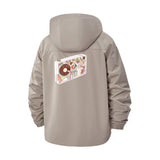 Retro Cassette Unisex Full-Zip Printed Waterproof Hooded Windbreaker