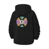 Retro CD Graphic Unisex Full-Zip Printed Waterproof Hooded Windbreaker