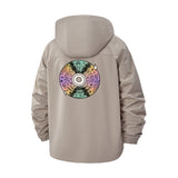 Retro CD Graphic Unisex Full-Zip Printed Waterproof Hooded Windbreaker