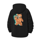 Bear With Boombox Unisex Full-Zip Printed Waterproof Hooded Windbreaker