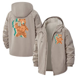 Bear With Boombox Unisex Full-Zip Printed Waterproof Hooded Windbreaker