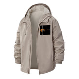 Electric Guitar Motif Unisex Full-Zip Printed Waterproof Hooded Windbreaker