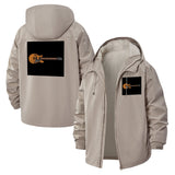 Electric Guitar Motif Unisex Full-Zip Printed Waterproof Hooded Windbreaker