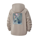 Electric Guitar Cartoon Unisex Full-Zip Printed Waterproof Hooded Windbreaker