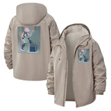 Electric Guitar Cartoon Unisex Full-Zip Printed Waterproof Hooded Windbreaker