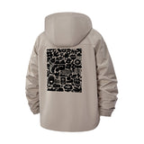 Abstract Doodle Unisex Full-Zip Printed Waterproof Hooded Windbreaker