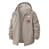 Rock On Hand Character Unisex Full-Zip Printed Waterproof Hooded Windbreaker