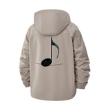 Music Note Unisex Full-Zip Printed Waterproof Hooded Windbreaker