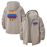 Colorful Equalizer Unisex Full-Zip Printed Waterproof Hooded Windbreaker