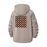 Retro Geometric Circles Unisex Full-Zip Printed Waterproof Hooded Windbreaker