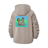 Retro Animal Duo Unisex Full-Zip Printed Waterproof Hooded Windbreaker