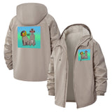 Retro Animal Duo Unisex Full-Zip Printed Waterproof Hooded Windbreaker