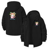 Cute Cat Persona Unisex Full-Zip Printed Waterproof Hooded Windbreaker