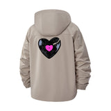 Dark Heart Graphic Unisex Full-Zip Printed Waterproof Hooded Windbreaker