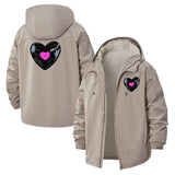 Dark Heart Graphic Unisex Full-Zip Printed Waterproof Hooded Windbreaker