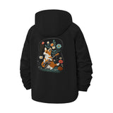Musical Corgi and Floral Unisex Full-Zip Printed Waterproof Hooded Windbreaker