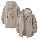 Deer and Floral Forest Unisex Full-Zip Printed Waterproof Hooded Windbreaker