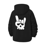 Rock Hand Skull Unisex Full-Zip Printed Waterproof Hooded Windbreaker