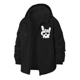 Rock Hand Skull Unisex Full-Zip Printed Waterproof Hooded Windbreaker
