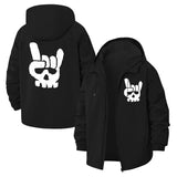 Rock Hand Skull Unisex Full-Zip Printed Waterproof Hooded Windbreaker