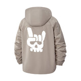 Rock Hand Skull Unisex Full-Zip Printed Waterproof Hooded Windbreaker