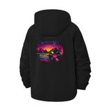 Retro Sunset Vinyl Unisex Full-Zip Printed Waterproof Hooded Windbreaker