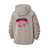 Retro Sunset Vinyl Unisex Full-Zip Printed Waterproof Hooded Windbreaker