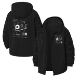 Cassette Tape Diagram Unisex Full-Zip Printed Waterproof Hooded Windbreaker