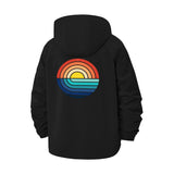 Retro Sunset Unisex Full-Zip Printed Waterproof Hooded Windbreaker